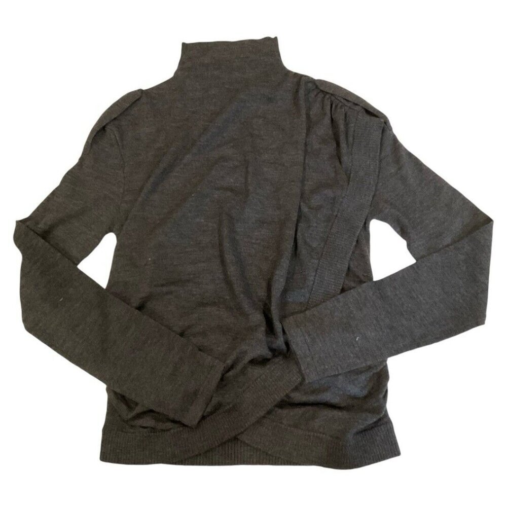 zara wool sweater Asymmetrical Long Sleeve Mock Neck Small Top Blouse pullover